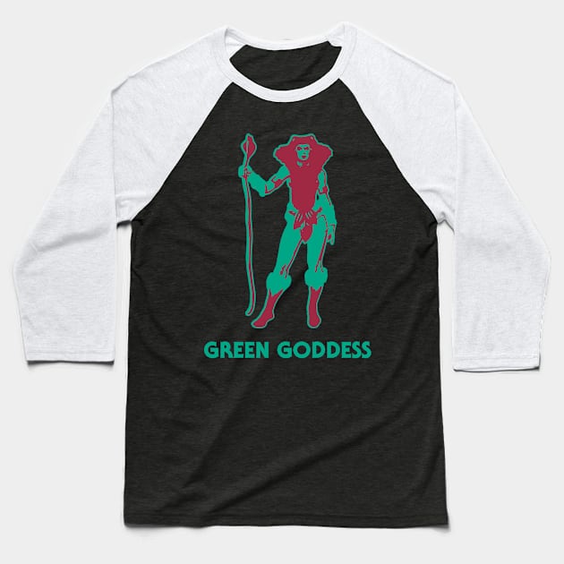 Green Goddess Baseball T-Shirt by The Wayback Chronicles